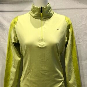 KJUS Lemon-Lime Yellow Marble Half Zip Top 36 S $189